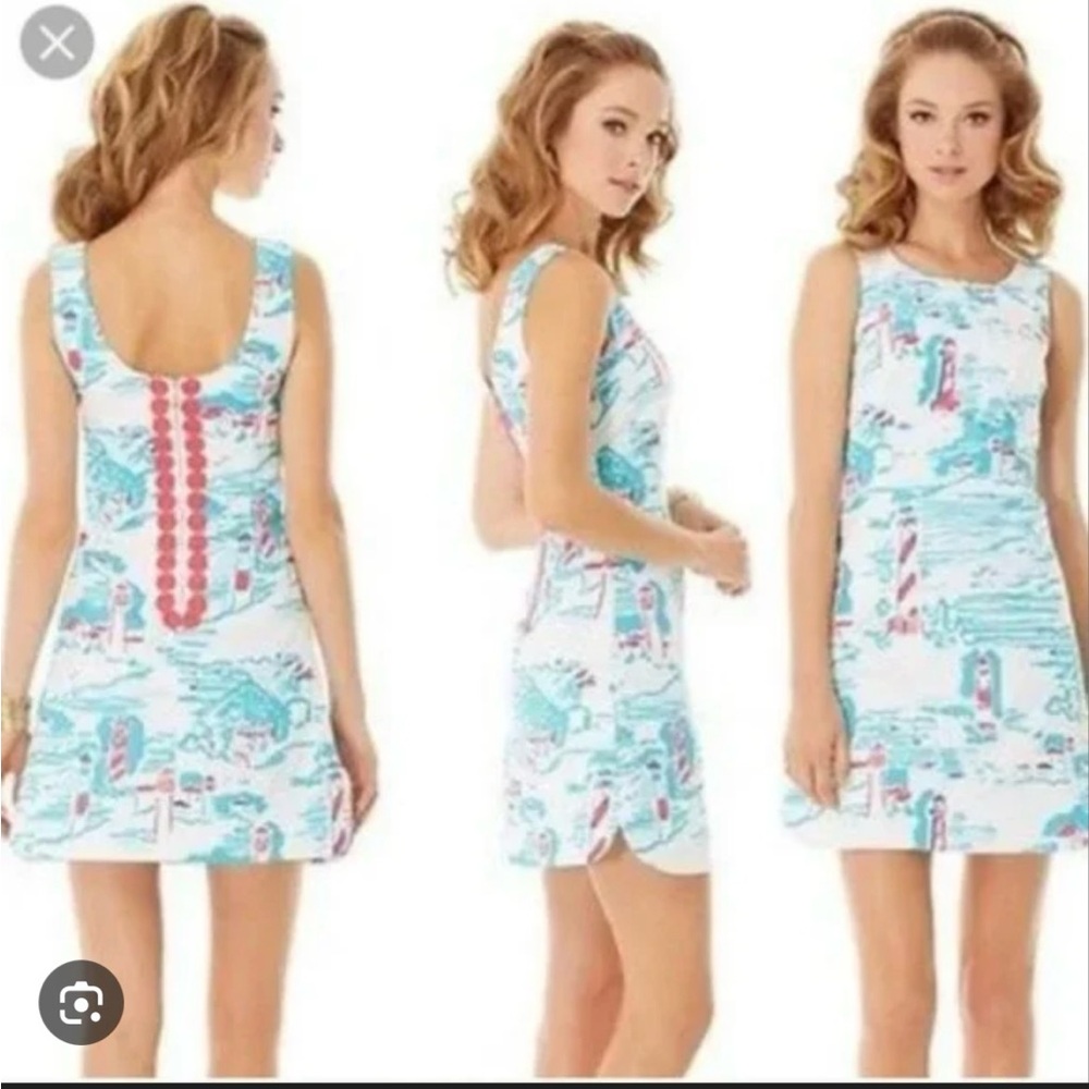 Nautical Watch Out lighthouse Lilly Pulitzer Delia Shift textured cotton sz6